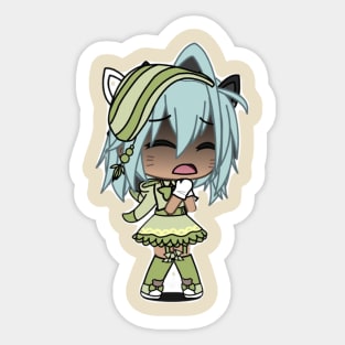 Gacha Life Shy Cute Green Dress Sticker